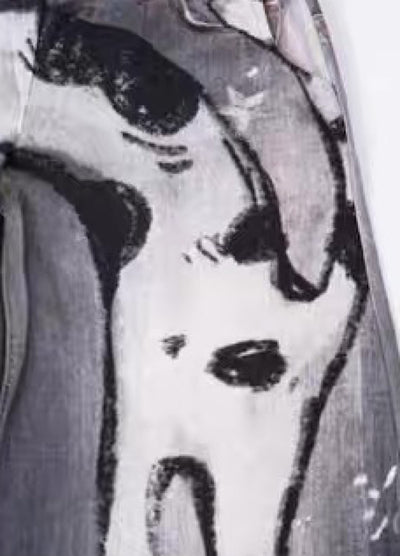 【Blacklists】Front cat painted illustration design dark sweatpants  BL0071