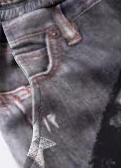 【Blacklists】Front cat painted illustration design dark sweatpants  BL0071