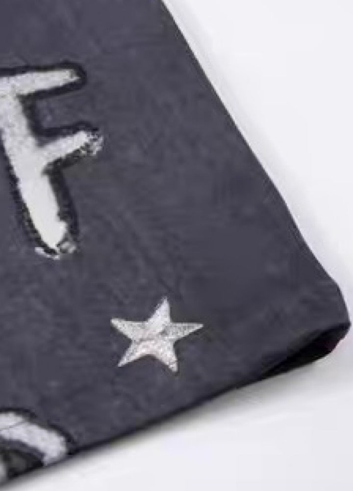 【Blacklists】Front cat painted illustration design dark sweatpants  BL0071