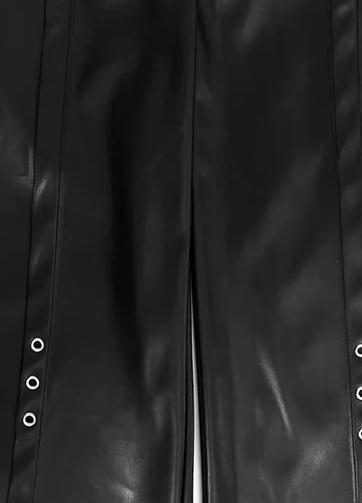 【YUBABY】Centerline patchment leather tuck pants  YU0025