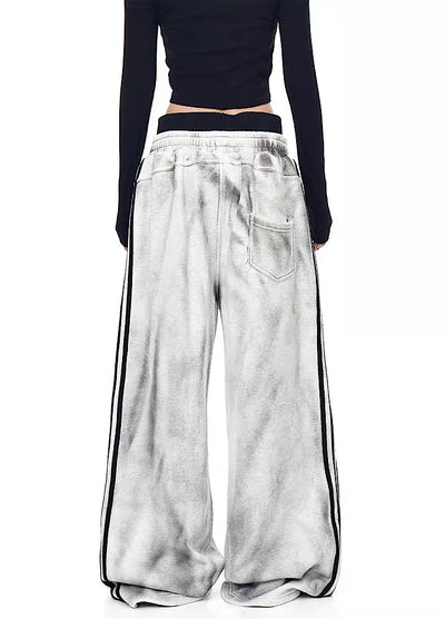 【Blacklists】Monotone base initial design side line washed sweatpants  BL0072