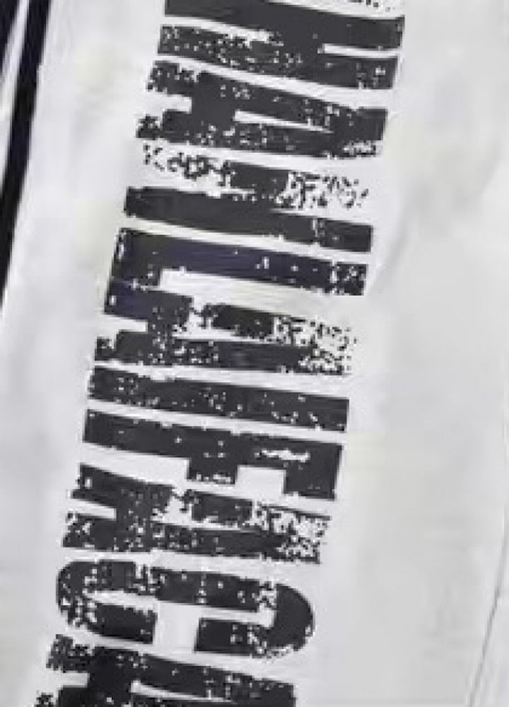 【Blacklists】Monotone base initial design side line washed sweatpants  BL0072