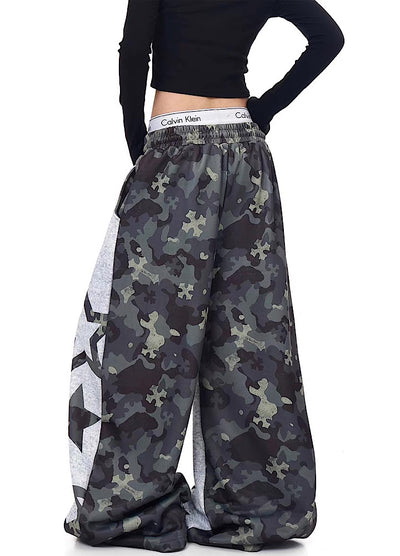 【Blacklists】Design Gray Camouflage Point Star Pattern Sweatpants  BL0073