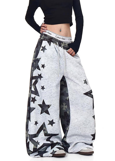 【Blacklists】Design Gray Camouflage Point Star Pattern Sweatpants  BL0073
