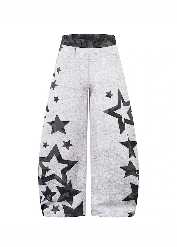【Blacklists】Design Gray Camouflage Point Star Pattern Sweatpants  BL0073