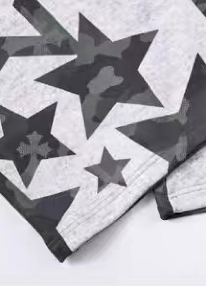 【Blacklists】Design Gray Camouflage Point Star Pattern Sweatpants  BL0073