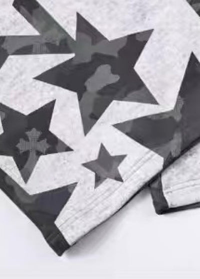 【Blacklists】Design Gray Camouflage Point Star Pattern Sweatpants  BL0073