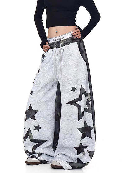 【Blacklists】Design Gray Camouflage Point Star Pattern Sweatpants  BL0073
