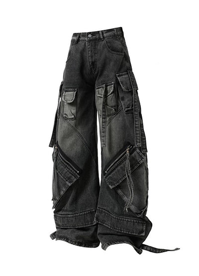 【TR BRUSHSHIFT】Multi-pocket washed cargo denim pants  TB0062