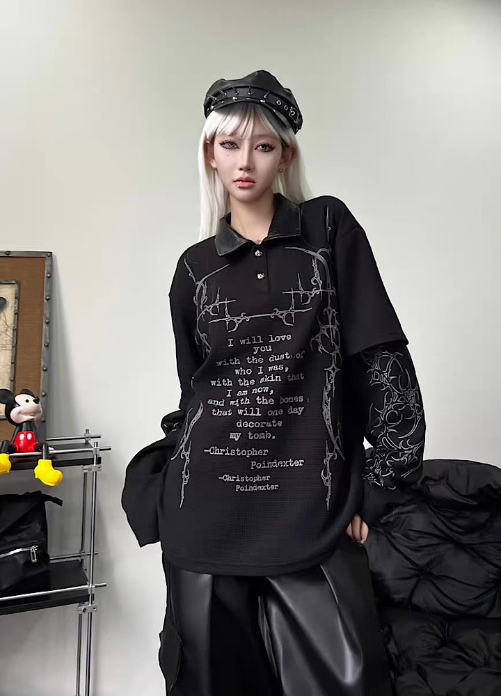 【TR BRUSHSHIFT】Random Star Design Dark Style Layered Knit Sweater  TB0063