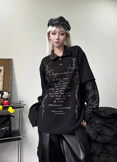 【TR BRUSHSHIFT】Random Star Design Dark Style Layered Knit Sweater  TB0063