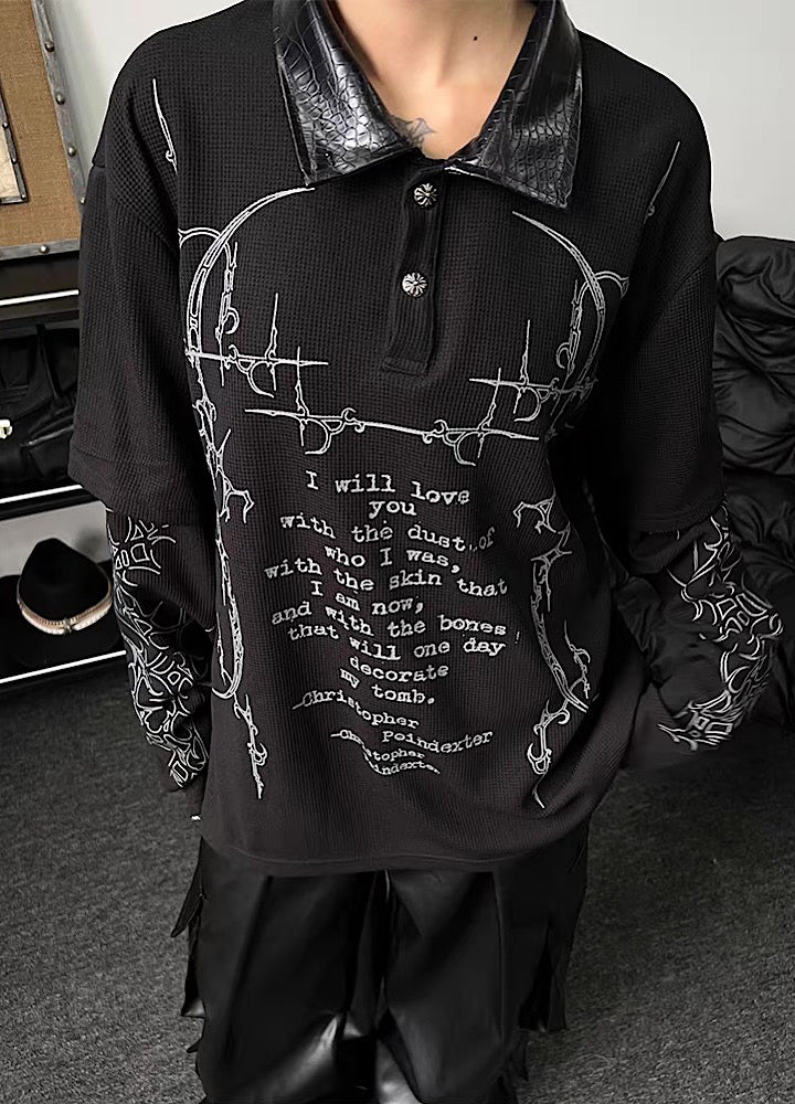 【TR BRUSHSHIFT】Random Star Design Dark Style Layered Knit Sweater  TB0063