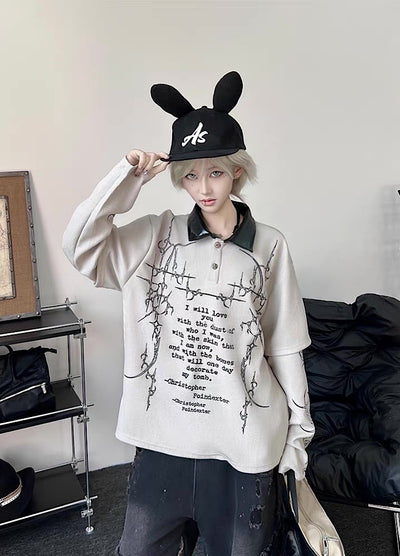 【TR BRUSHSHIFT】Random Star Design Dark Style Layered Knit Sweater  TB0063