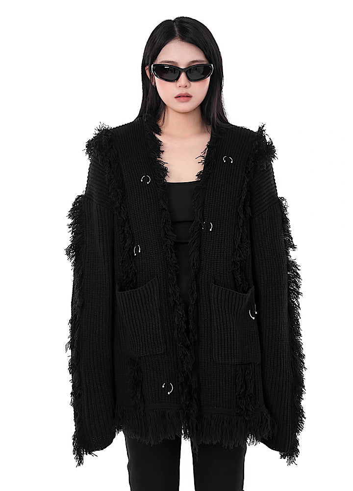 [YUBABY] Faux fur design luxury silhouette cardigan YU0028