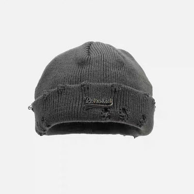 Fully distressed simple color design knit beanie  HL3235