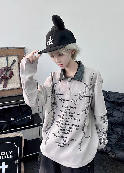 【TR BRUSHSHIFT】Random Star Design Dark Style Layered Knit Sweater  TB0063