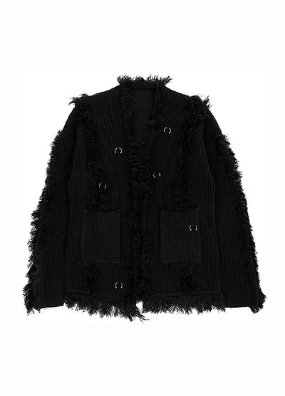 【YUBABY】Faux fur design luxury silhouette cardigan  YU0028