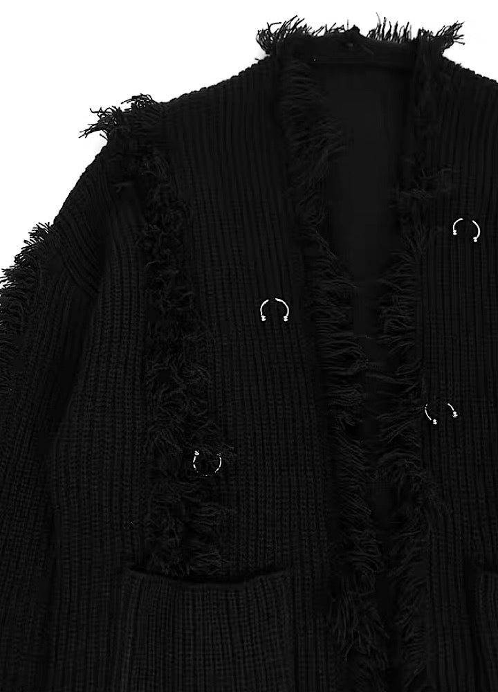 【YUBABY】Faux fur design luxury silhouette cardigan  YU0028