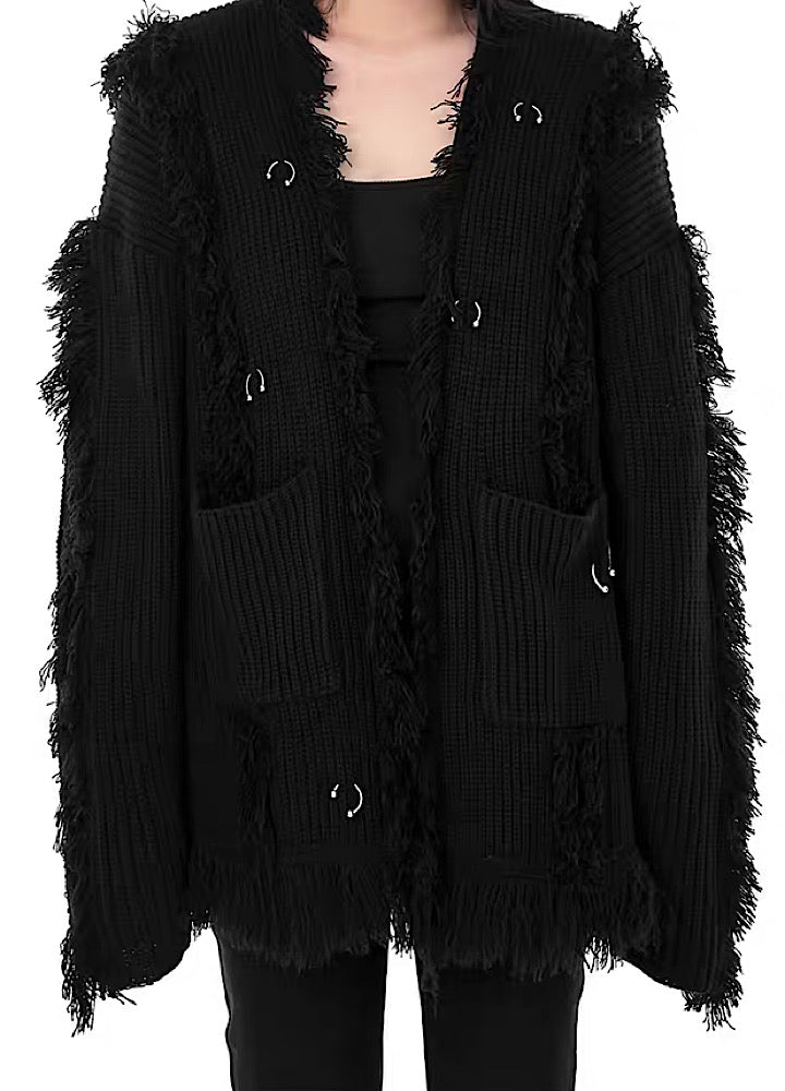 [YUBABY] Faux fur design luxury silhouette cardigan YU0028