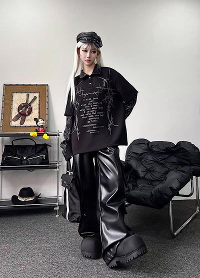 【TR BRUSHSHIFT】Random Star Design Dark Style Layered Knit Sweater  TB0063