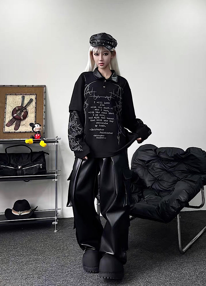 【TR BRUSHSHIFT】Random Star Design Dark Style Layered Knit Sweater  TB0063