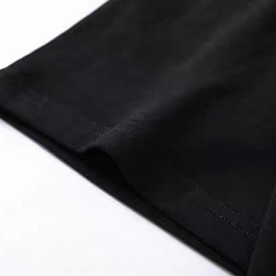 【NIHAOHAO】Dark blue front design mid-distressed short-sleeved T-shirt  NH0218