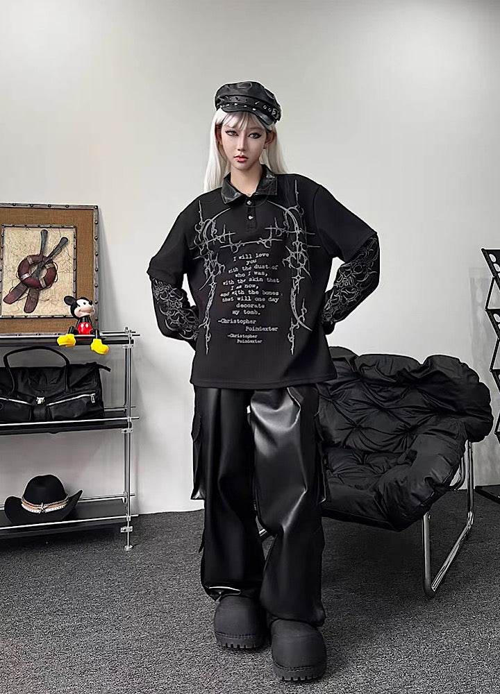 【TR BRUSHSHIFT】Random Star Design Dark Style Layered Knit Sweater  TB0063