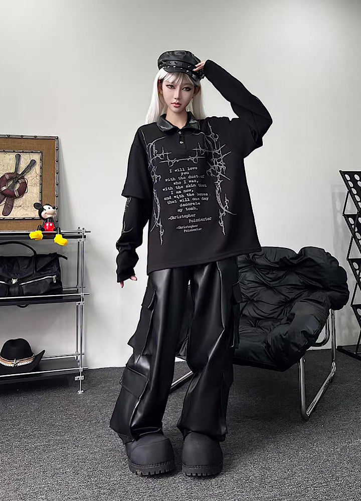 【TR BRUSHSHIFT】Random Star Design Dark Style Layered Knit Sweater  TB0063