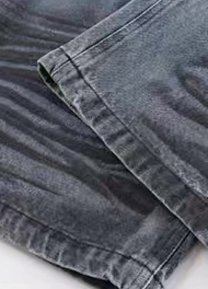 【TR BRUSHSHIFT】Randomly distressed washed wide silhouette blue denim pants  TB0064