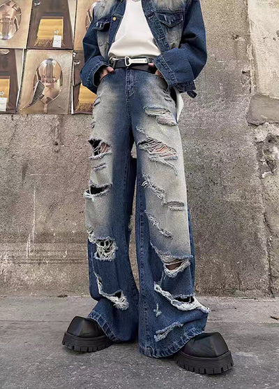 【MARTHENAUT】Fully washed and distressed vintage casual denim setup  MH0030