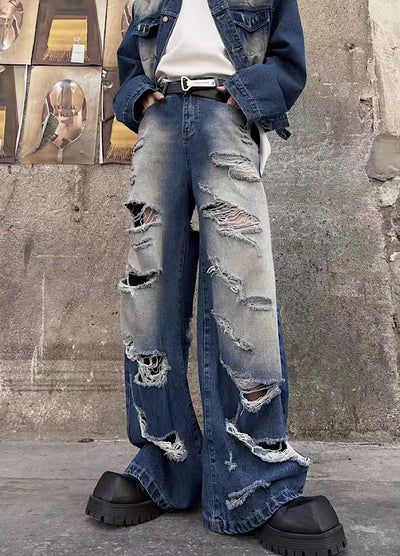 【MARTHENAUT】Fully washed and distressed vintage casual denim setup  MH0030