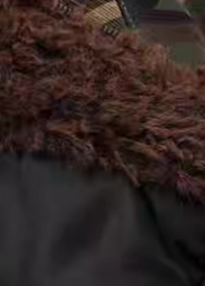 【TR BRUSHSHIFT】Random patchwork design camouflage fur wide hoodie jacket  TB0066