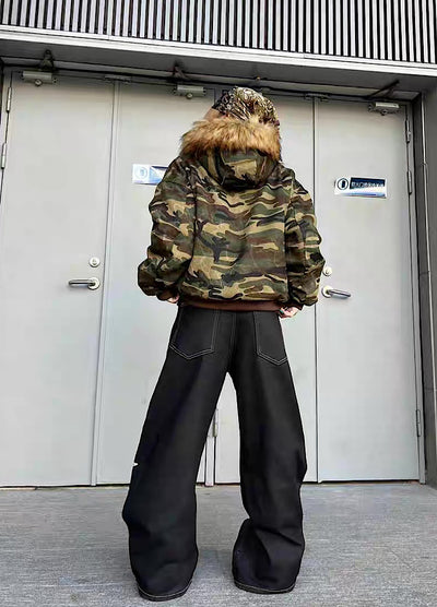 【TR BRUSHSHIFT】Double initial design monotone style stitched denim pants  TB0067