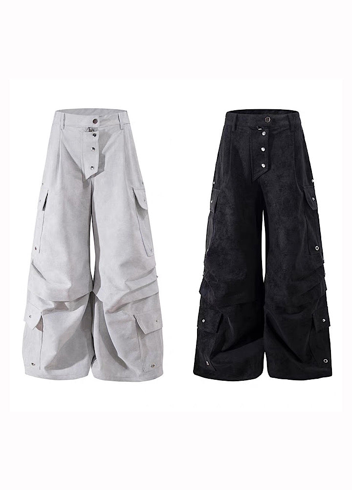 【TR BRUSHSHIFT】Silver patch point wide silhouette cargo pants  TB0068