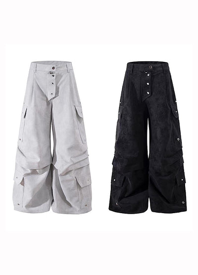 【TR BRUSHSHIFT】Silver patch point wide silhouette cargo pants  TB0068