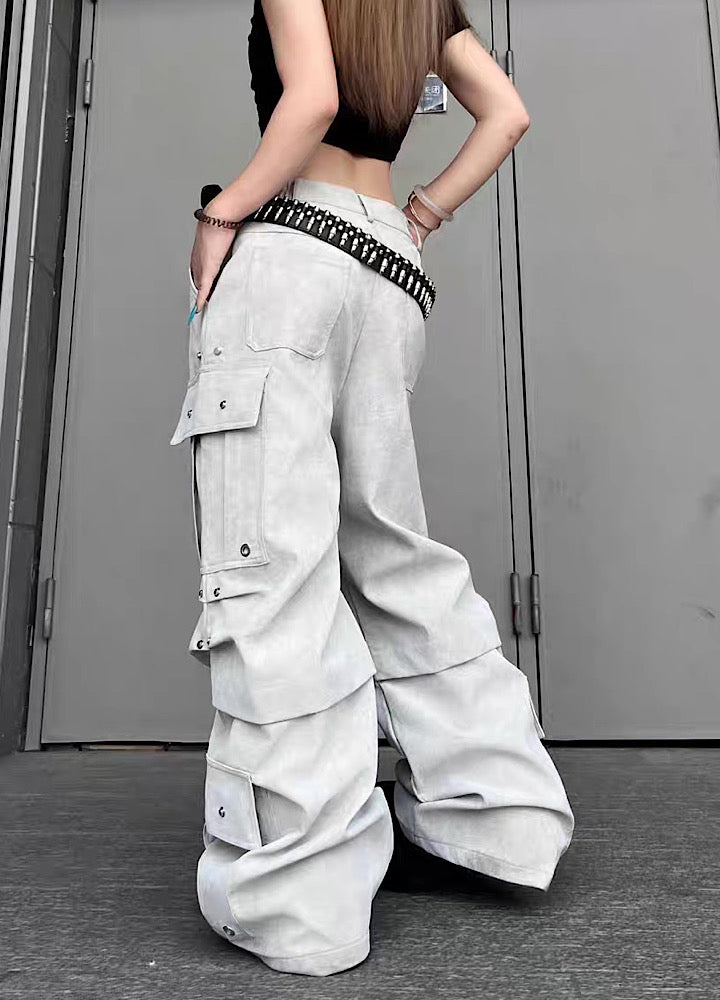 【TR BRUSHSHIFT】Silver patch point wide silhouette cargo pants  TB0068