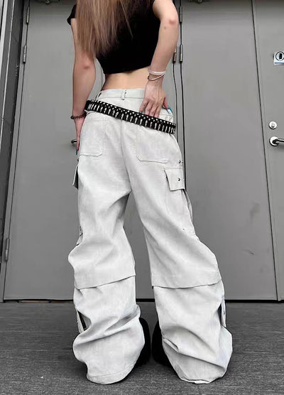 【TR BRUSHSHIFT】Silver patch point wide silhouette cargo pants  TB0068