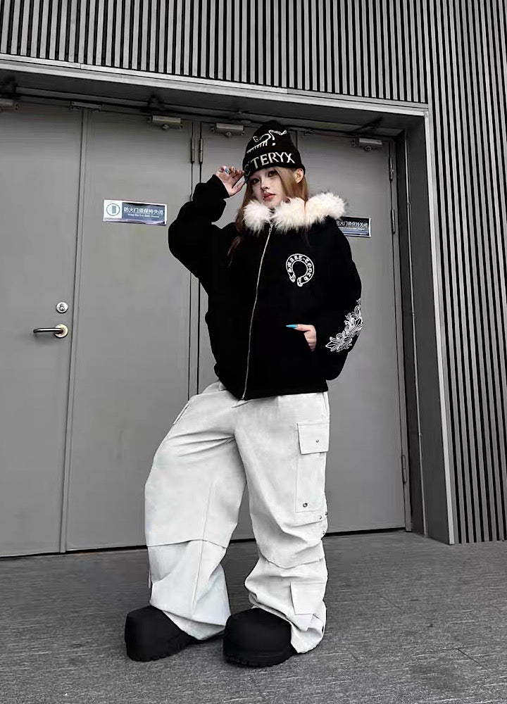 【TR BRUSHSHIFT】Silver patch point wide silhouette cargo pants  TB0068