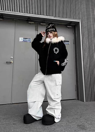 【TR BRUSHSHIFT】Silver patch point wide silhouette cargo pants  TB0068