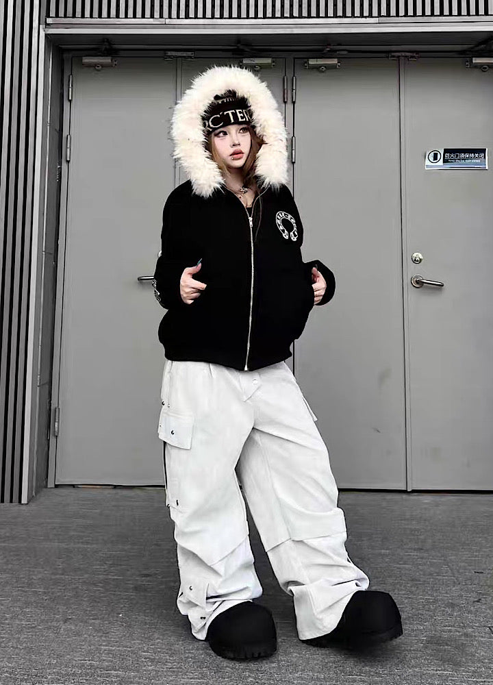 【TR BRUSHSHIFT】Silver patch point wide silhouette cargo pants  TB0068