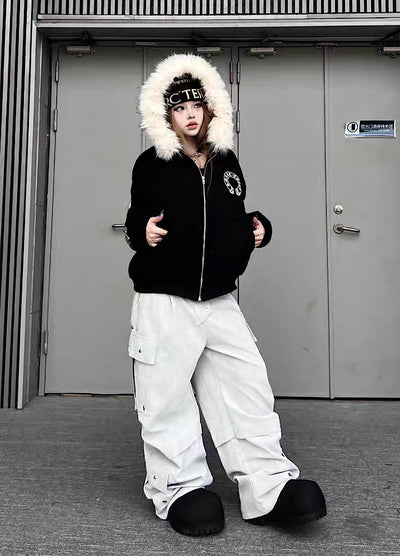 【TR BRUSHSHIFT】Silver patch point wide silhouette cargo pants  TB0068