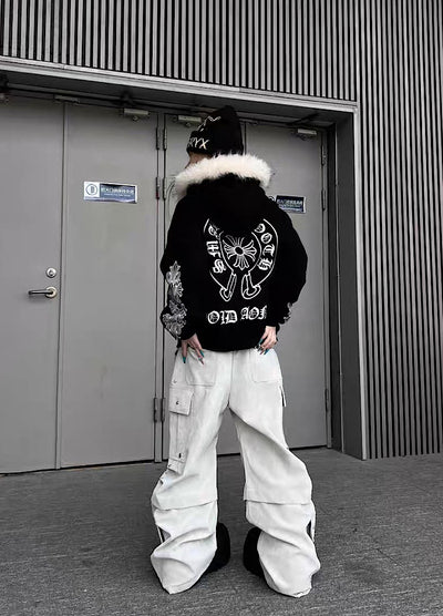 【TR BRUSHSHIFT】Silver patch point wide silhouette cargo pants  TB0068