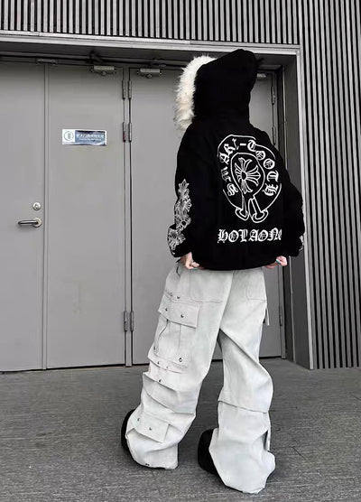 【TR BRUSHSHIFT】Silver patch point wide silhouette cargo pants  TB0068