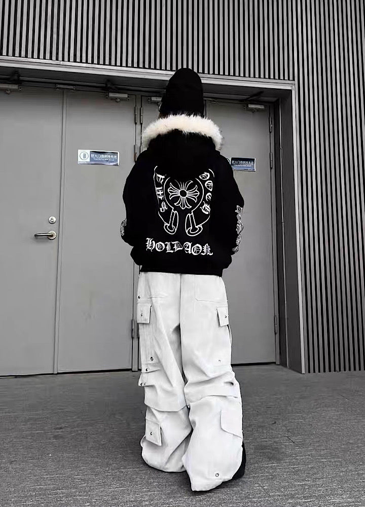 【TR BRUSHSHIFT】Silver patch point wide silhouette cargo pants  TB0068