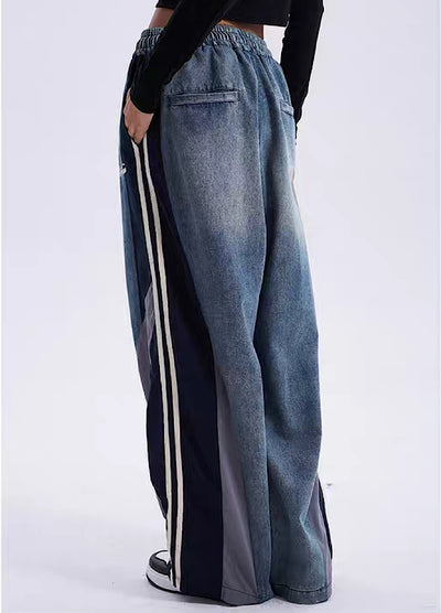 【A SQUARE ROOT】Vintage denim style side line over pants  AR0021