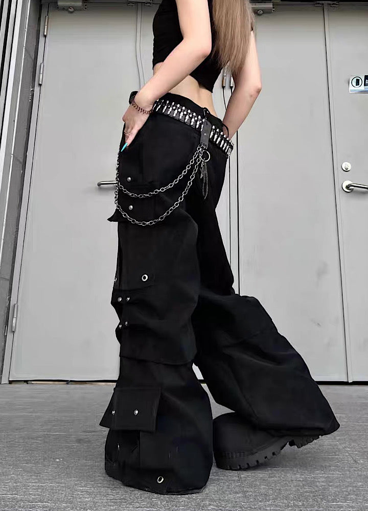 【TR BRUSHSHIFT】Silver patch point wide silhouette cargo pants  TB0068