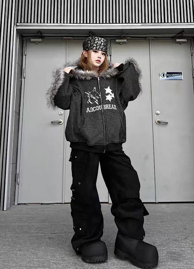 【TR BRUSHSHIFT】Silver patch point wide silhouette cargo pants  TB0068