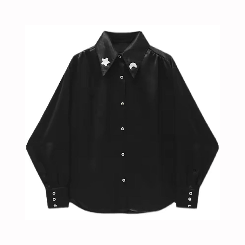 【ANNX】Collar moon design over silhouette shirt  AN0006