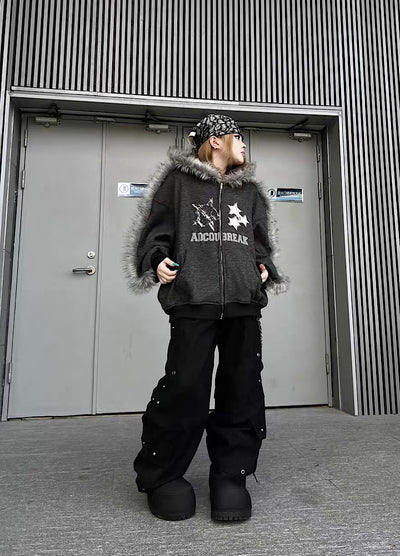 【TR BRUSHSHIFT】Silver patch point wide silhouette cargo pants  TB0068