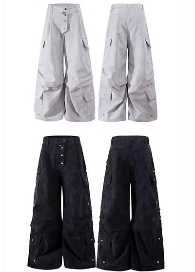 【TR BRUSHSHIFT】Silver patch point wide silhouette cargo pants  TB0068